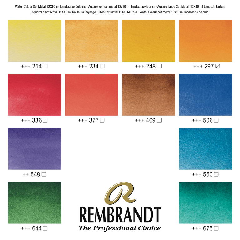 レンブラント透明水彩絵具10ml 風景画用12色セット | 製品情報